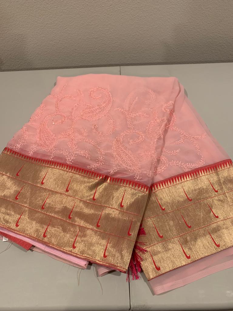 2 for $65 Chikankari saree with Muniya border