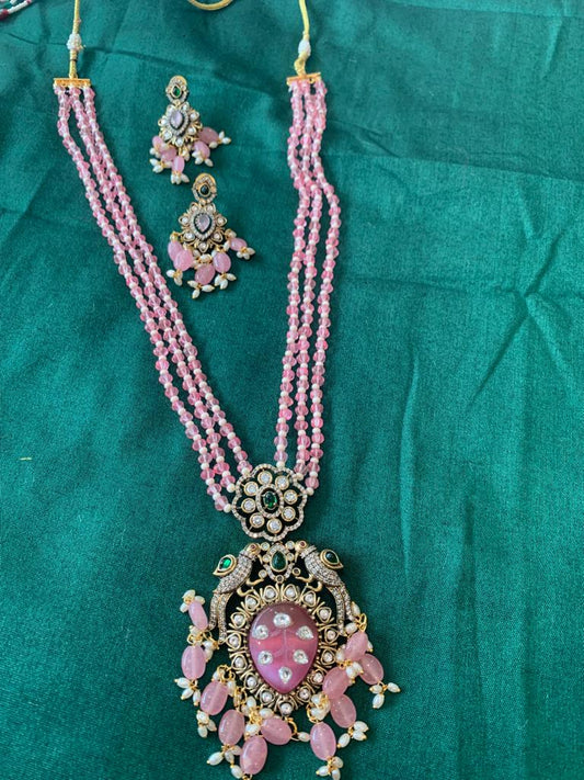 Jewelery-Pink Pumpin beads Victorian set