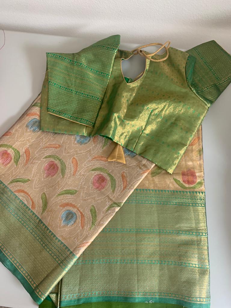 Tissue pattu saree