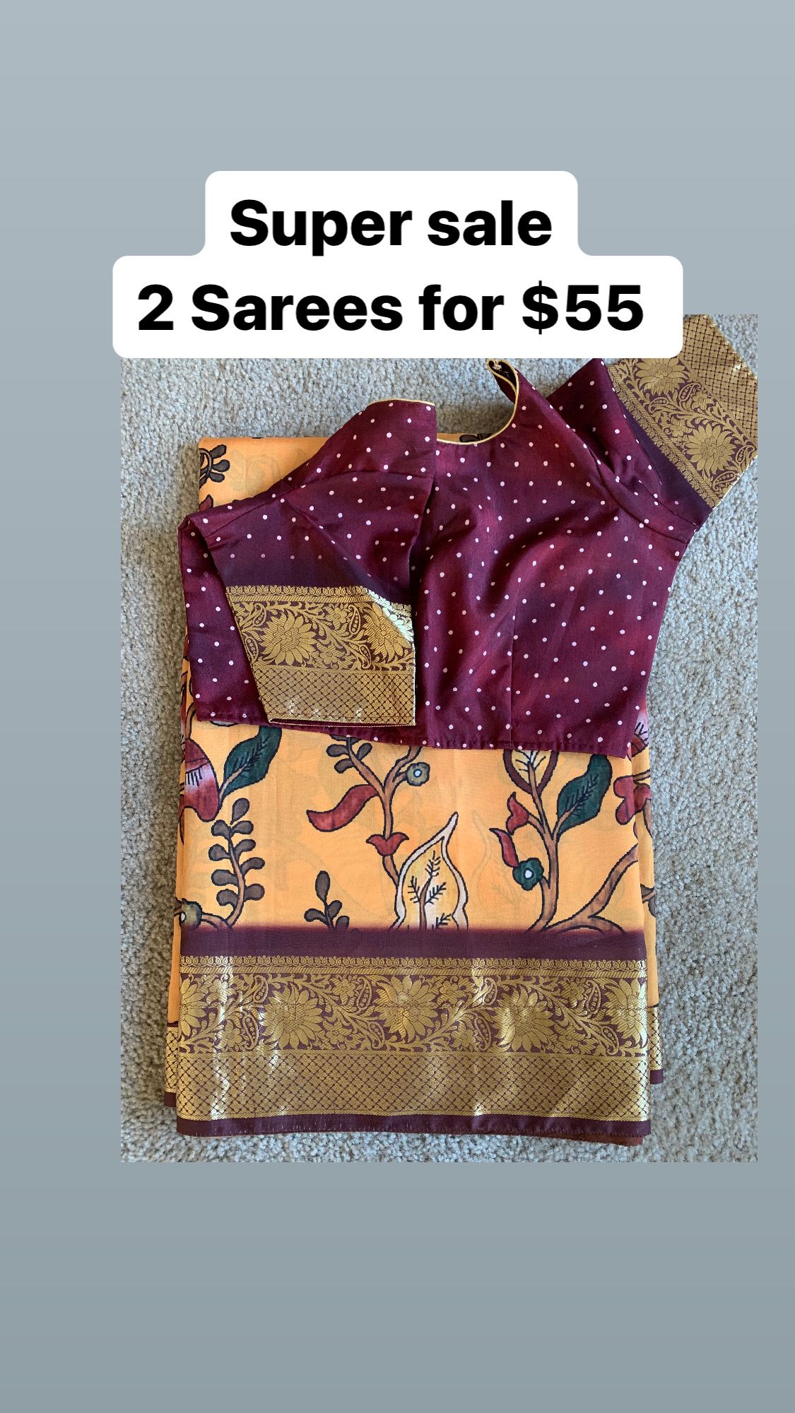 2 for $55 Dola silk Kalamkari saree